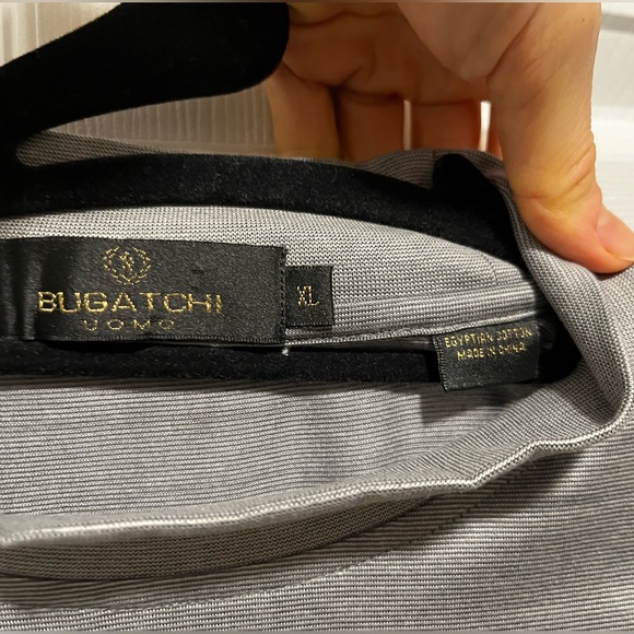 Bugatchi Uomo Silver Long sleeved Mock Neck Men’s Shirt - Picture 4 of 12